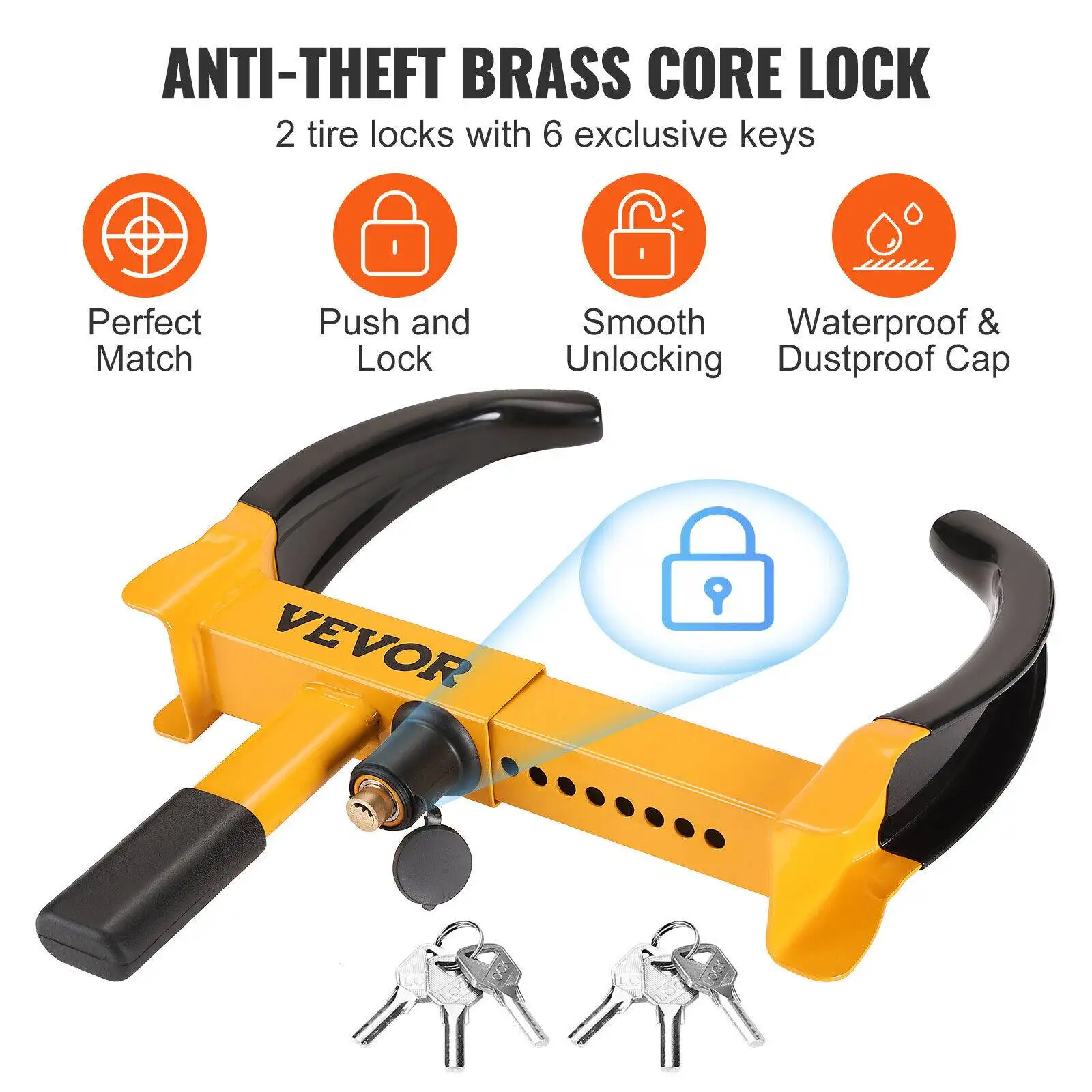 VEVOR 2pcs Wheel Lock Clamp Boot Tire Claw Trailer Parking Auto Car Truck Anti-Theftimage 1