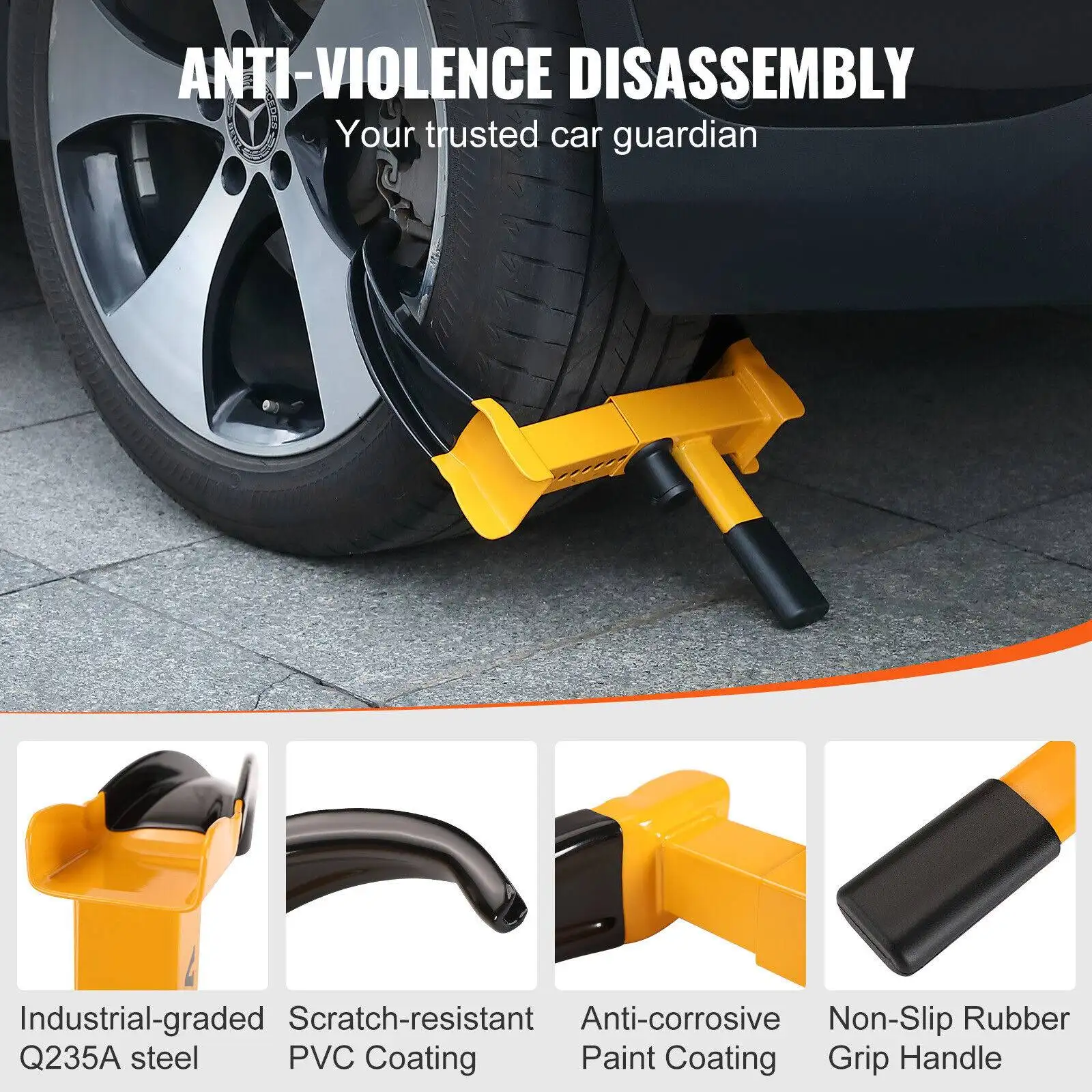 VEVOR 2pcs Wheel Lock Clamp Boot Tire Claw Trailer Parking Auto Car Truck Anti-Theftimage 2