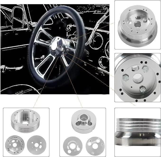 5 & 6 Hole Steering Wheel Polished Hub Adapter Flaming River, Ididit, GM, Chevyimage 0